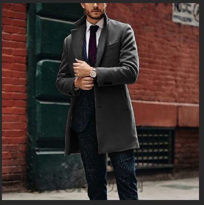 Elegant wool coat for men with chic lapels and practical pockets