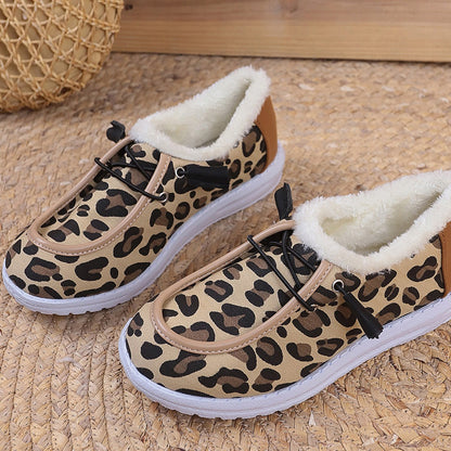 Dames Baskets confortables en matériau rembourré doux avec motif léopard Chic und Stil