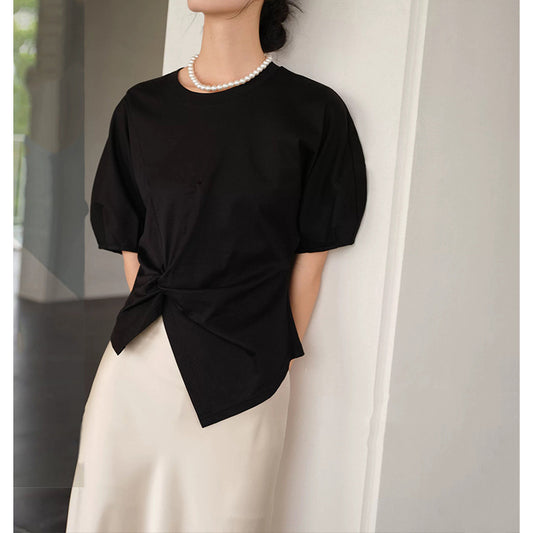 T-shirt stylé à nœud avant pour femmes Chic und Stil