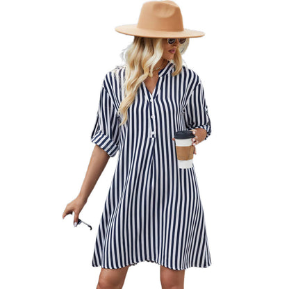Robe chemisier rayée pour femmes Chic und Stil