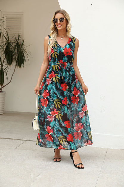 Femmes Fleurs Long Maxi Robe Chic und Stil