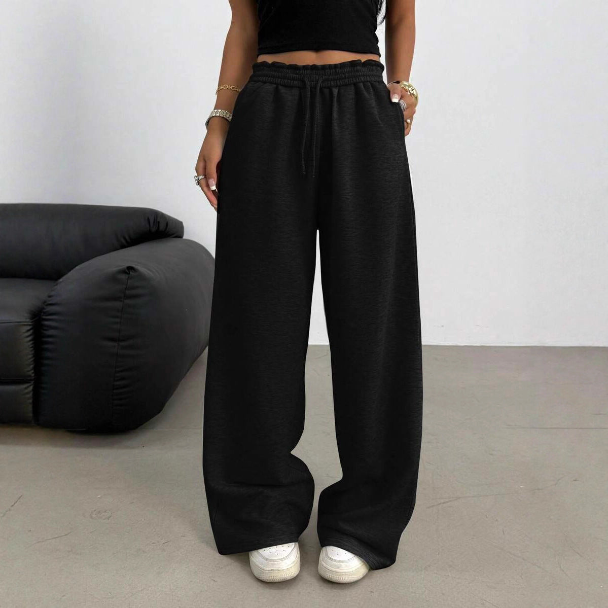 Women's Comfortable Wide-Leg Leisure Pants with Elastic Waist Chic and Style