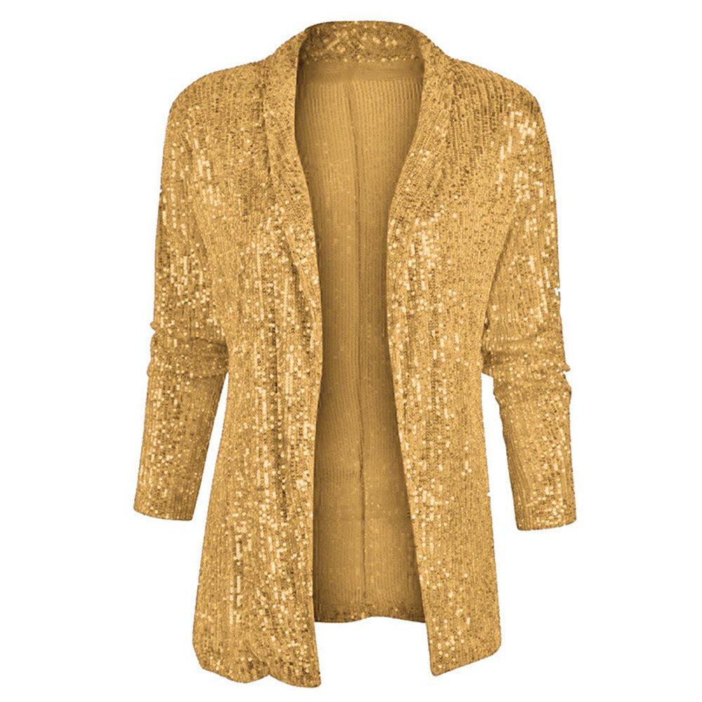 Dames Brillante et élégante cardigan en tricot avec paillettes Chic und Stil