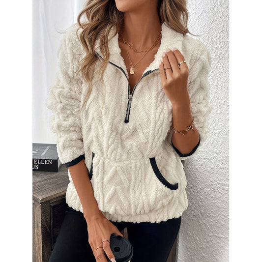 Dames pull en polaire douillet avec fermeture éclair et poches Chic und Stil