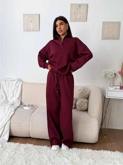 Dames Pull sportif avec pantalons larges Chic und Stil