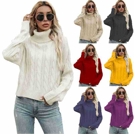 Pull en grosse maille pour femmes avec col roulé haut et motif torsadé marqué Chic und Stil