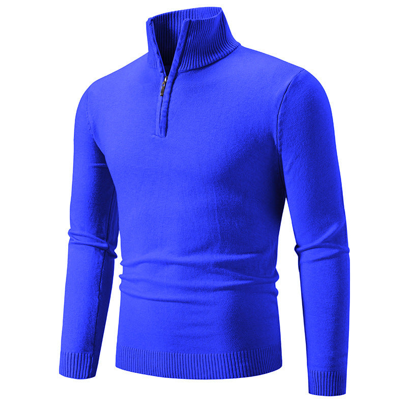 Pull en col roulé pour hommes avec zip court et texture fine Chic und Stil