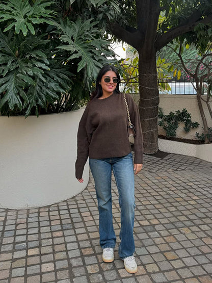 Ladies Oversized Crewneck Pullover Comfortable Chic and Style