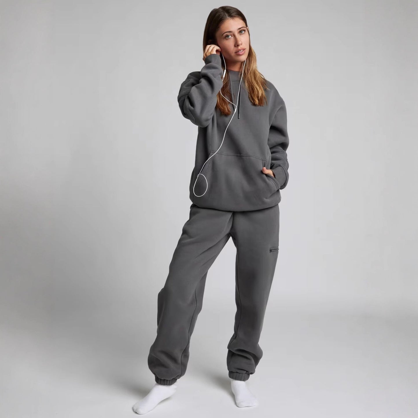 Dames pull à capuche douillet avec masque de sommeil intégré Chic und Stil