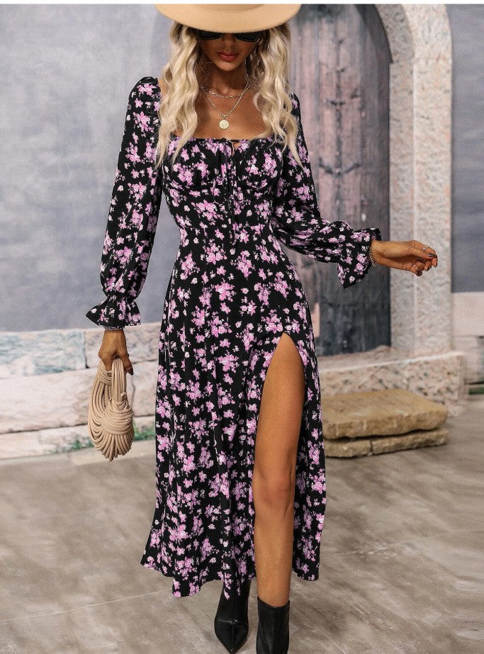 Robe maxi femme avec fente profonde et design floral Chic und Stil