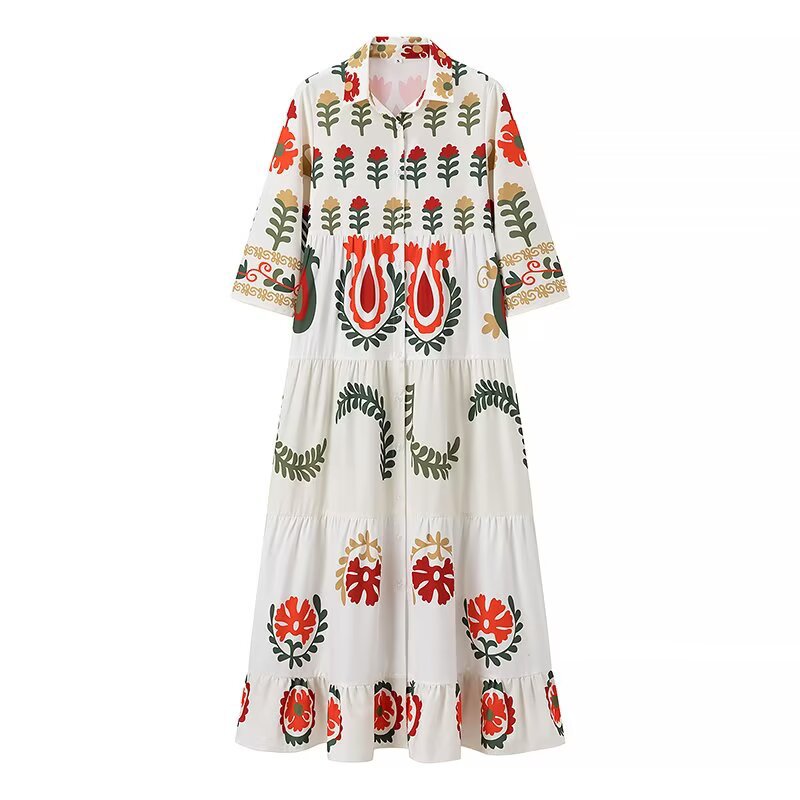 Robe maxi femme avec motif floral et ourlet fluide Chic und Stil