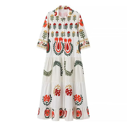 Robe maxi femme avec motif floral et ourlet fluide Chic und Stil