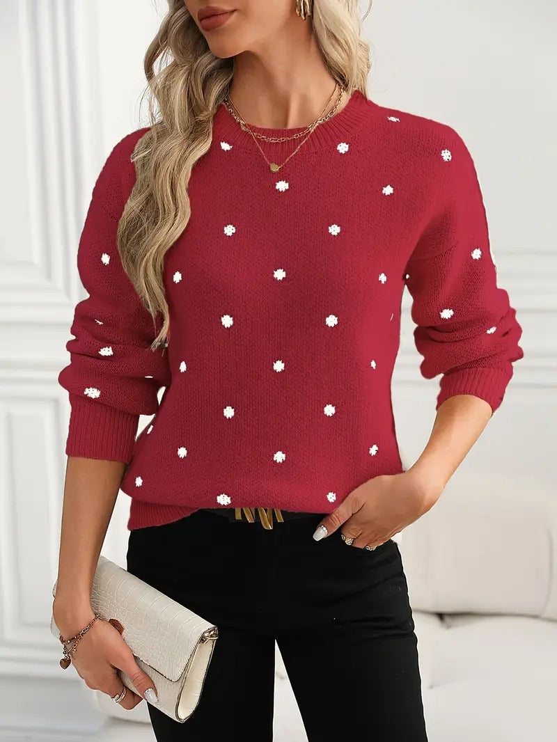 Pull en tricot douillet pour femmes avec un motif à pois tendance Chic und Stil