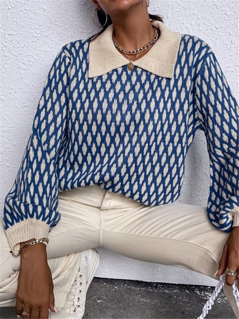 Pull femme designer avec col contrasté Chic und Stil