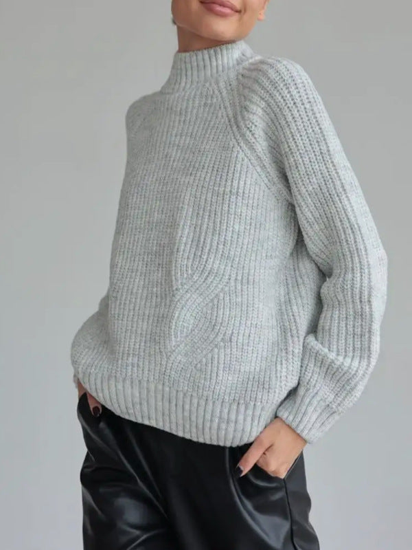 Pull en tricot pour femmes avec col montant et motif vague décoratif Chic und Stil