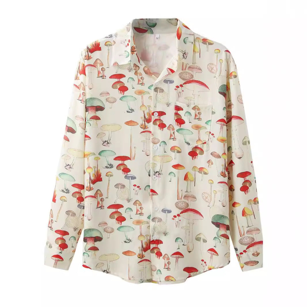 Chemise à manches longues pour femmes avec un motif de champignon créatif et des matériaux de haute qualité Chic und Stil
