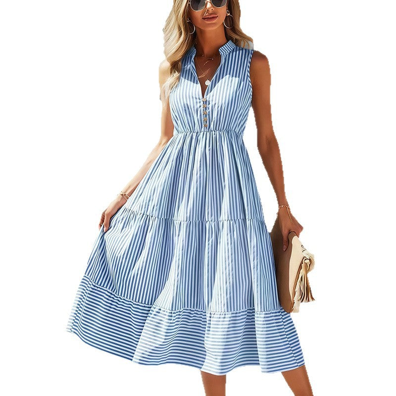 Robe-chemise femme à manches longues avec patte de boutonnage et design rayé Chic und Stil