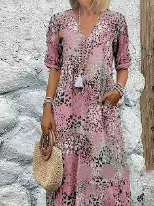 Robe de loisirs à la mode pour femmes avec motif floral et poches latérales Chic und Stil