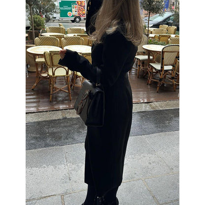 Dames élégant manteau maxi avec boutons décoratifs et poches pratiques Chic und Stil
