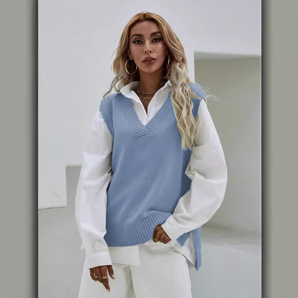 Pull en tricot pour femmes avec décolleté en V et coupe décontractée Chic und Stil