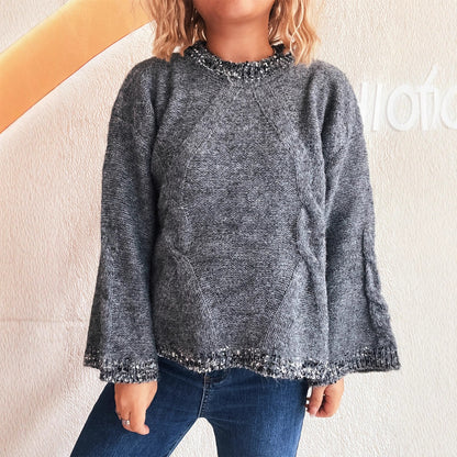 Pull femme en grosse maille avec design de tresses texturé et coupe ample Chic und Stil