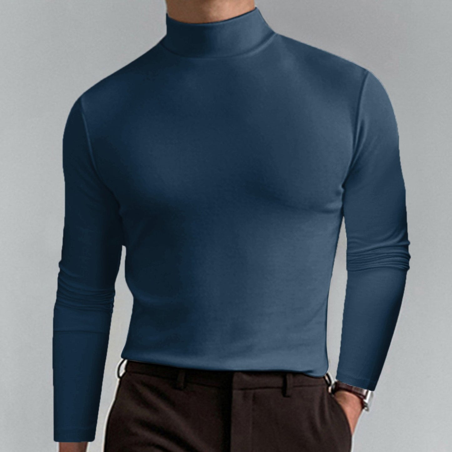 Men's High-Quality Turtleneck Sweater Made Of Fine Cotton Blend Chic und Stil