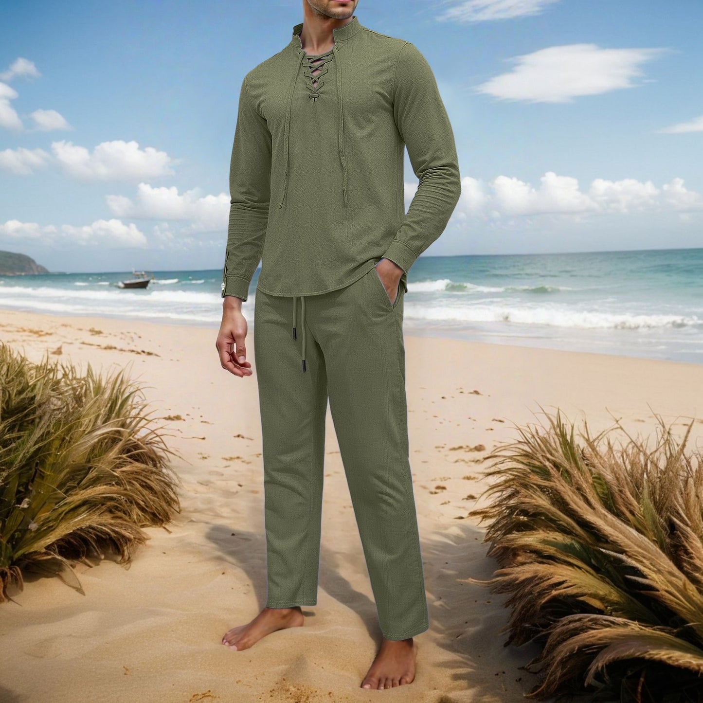 Men's Stylish Casual Set with Breathable Top and Comfortable Pants Chic and Style
