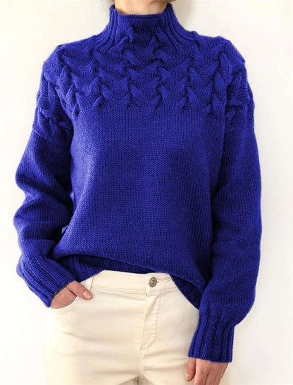 Pull-over à col haut pour femmes avec motif en torsades décoratif Chic und Stil