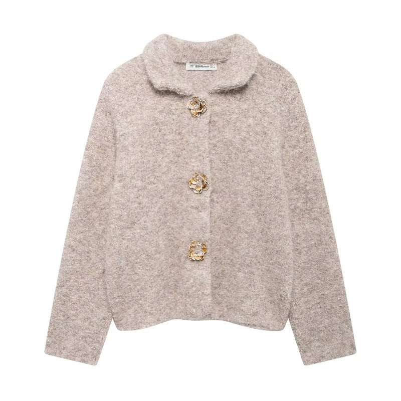 Ladies Comfortable Knit Pullover with Decorative Buttons Chic and Style