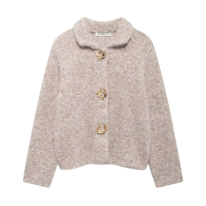 Ladies Comfortable Knit Pullover with Decorative Buttons Chic and Style