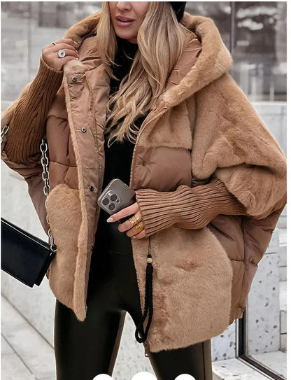 Functional jacket for women with attractive fur elements and hood Chic and Style