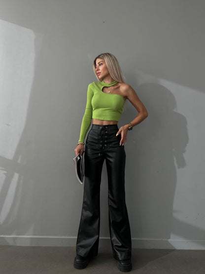 High-waisted pants for women with laces Chic and Style