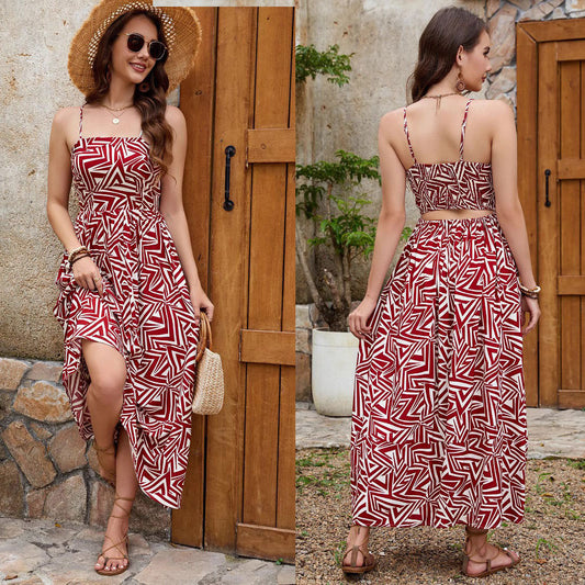 Robe maxi à fente haute bohème pour femmes Chic und Stil