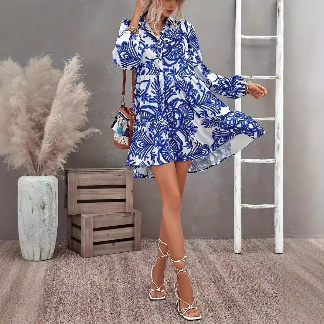 Robe chemise pour femme avec jupe volumineuse et motif floral Chic und Stil