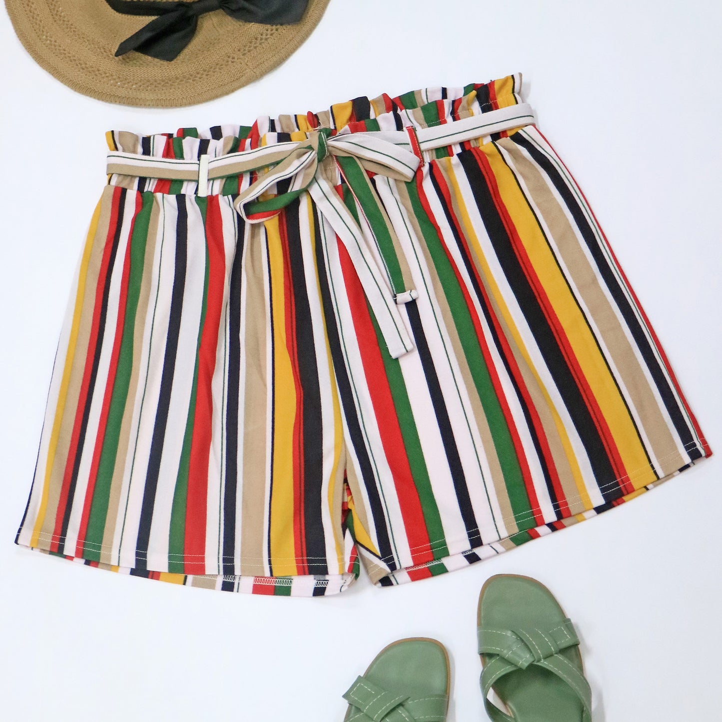 Shorts à Taille Haute Rayés pour Femmes Chic und Stil