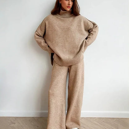 Dames Ensemble en tricot confortable avec col haut et coupe large Chic und Stil