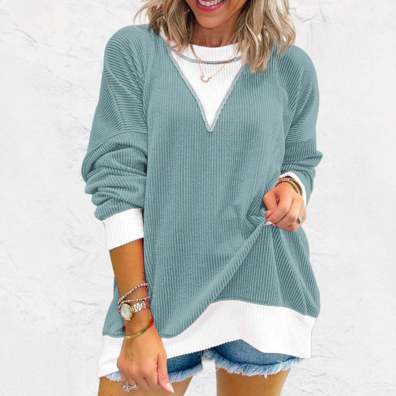 Pull décontracté pour femmes en matériau structuré avec décolleté en V Chic und Stil