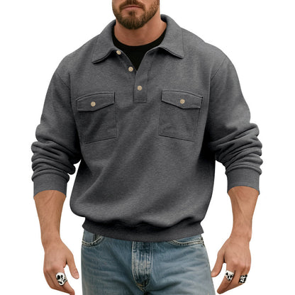 Comfortable fleece pullover for men with practical chest pockets Chic and Style