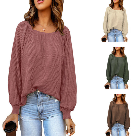 Pull en tricot surdimensionné pour femmes avec un décolleté ouvert et des manches bouffantes Chic und Stil