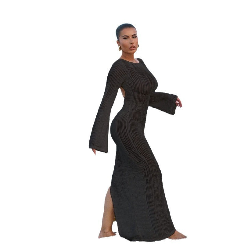 Robe mini côtelée dos nu pour femmes Chic und Stil