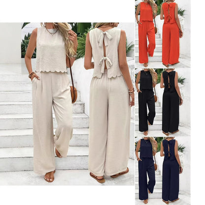 Dames Combinaison décontractée avec décolleté élégant au dos et jambes larges Chic und Stil