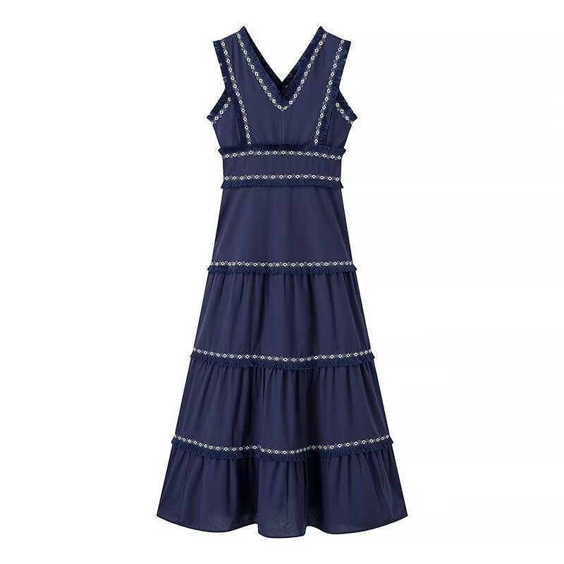 Robe maxi femme avec un élégant décolleté en V et des détails en volants Chic und Stil