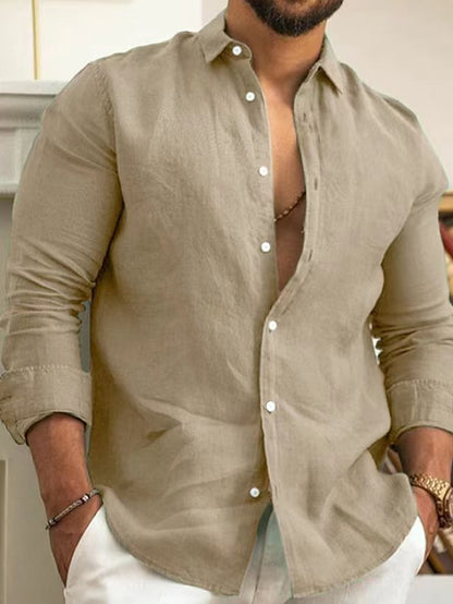 Chemise en lin classique pour hommes avec coupe moderne et patte de boutonnage pratique Chic und Stil