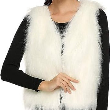 Dames Élégante Gilet en Fausse Fourrure Chic und Stil