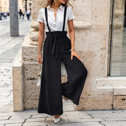 Women Elegant Wide-Pants Straps Jumpsuit Chic and Style