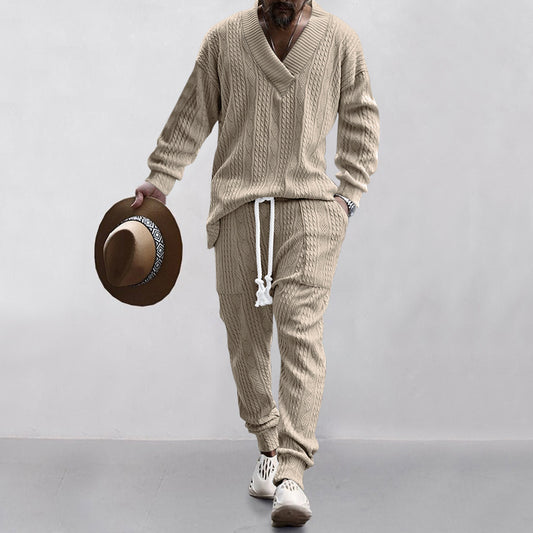 Costume en tricot décontracté pour hommes avec des structures en rib modernes Chic und Stil