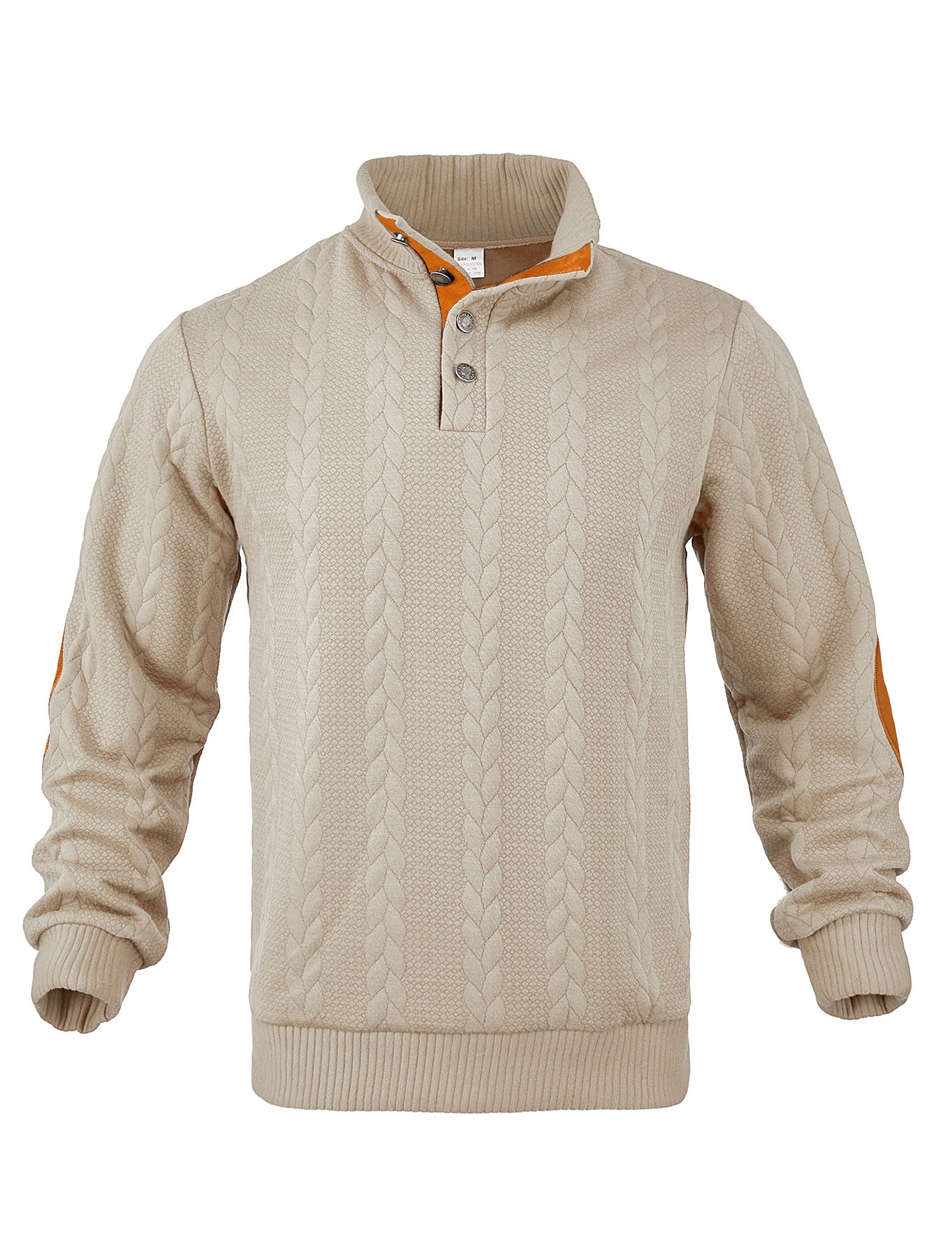 Men's fleece pullover with textured cable knit pattern and modern stand-up collar Chic and style