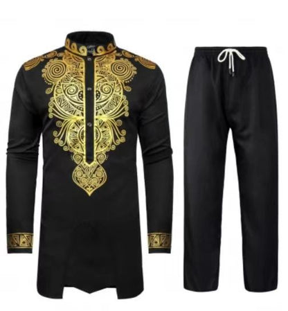 Elegant outfit for men with artistic embroidery and comfortable pants Chic und Stil
