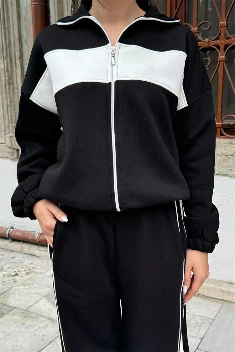 Dames Ensemble de loungewear en polaire sporty avec fermeture éclair Chic und Stil