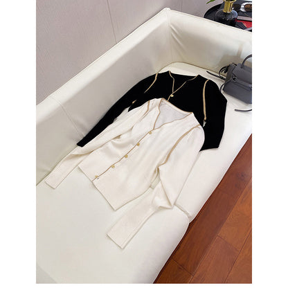 Cardigan en Tricot Élégant pour Femmes avec Boutons Décoratifs Chic und Stil